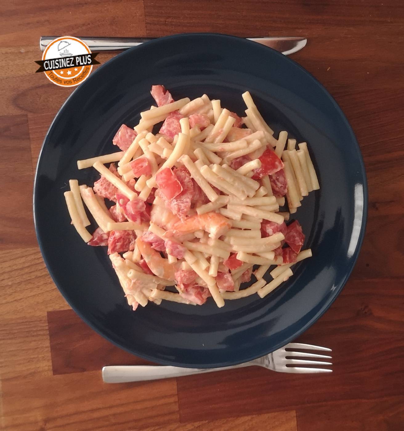 photo de Salade de pates aux crevettes et aux agrumes