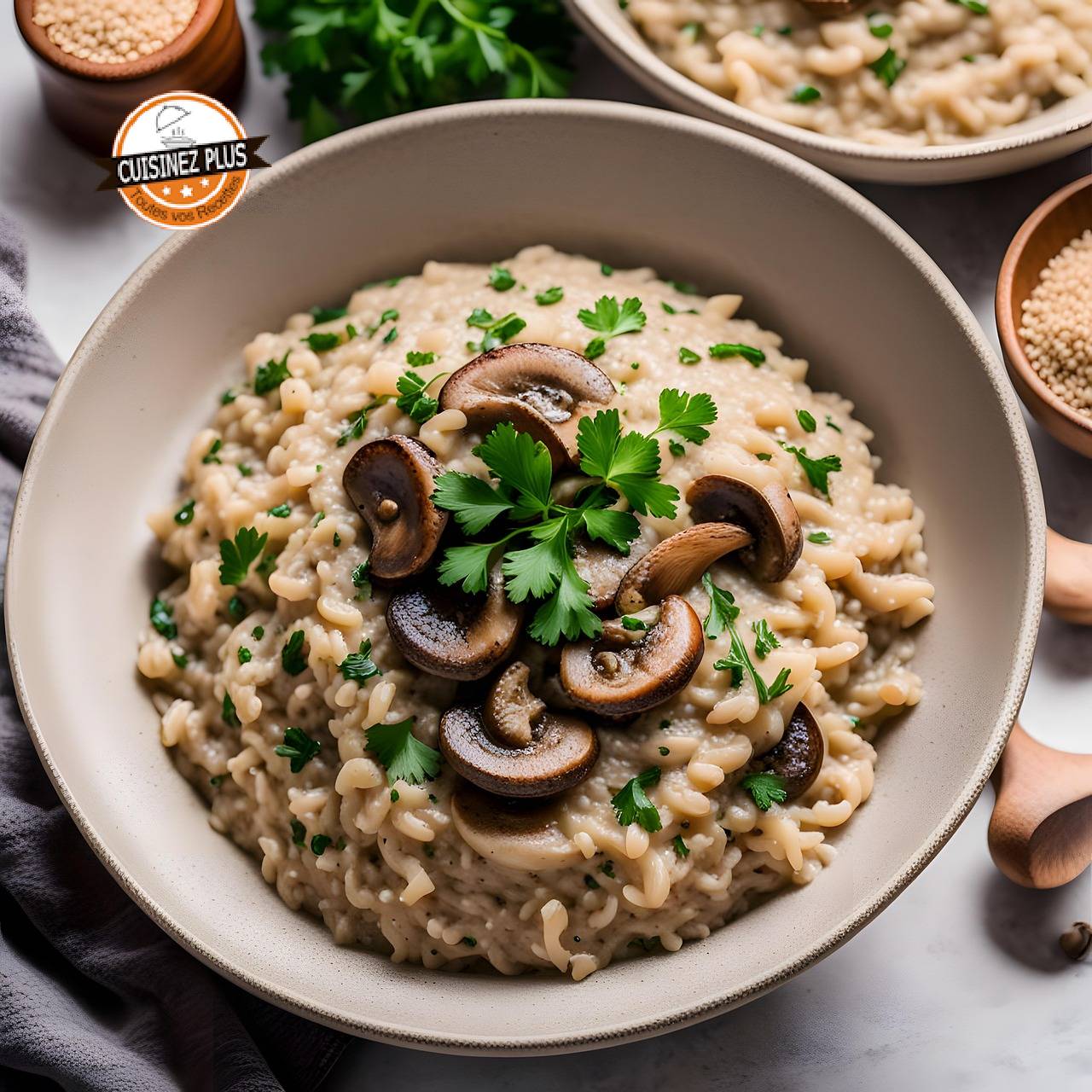 photo de risotto poulet champignons