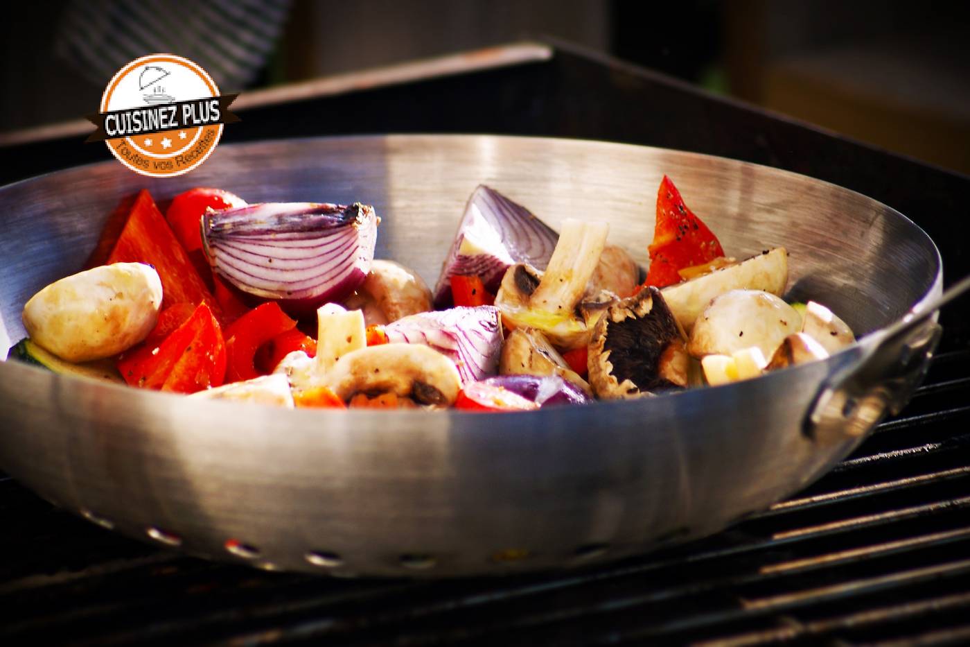 photo de wok de poulet poivrons champignons