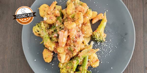 vignette de Gnocchis crevettes broccoli